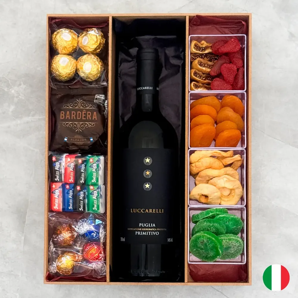 Choco Premium com Lindt + Vinho tinto Luccarelli Primitivo Puglia